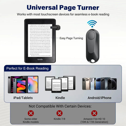 Universal Page Turner Remote For Kindle Kobo And Most Touchscreen E Readers Handy Clicker For Reading Novels On Tablets