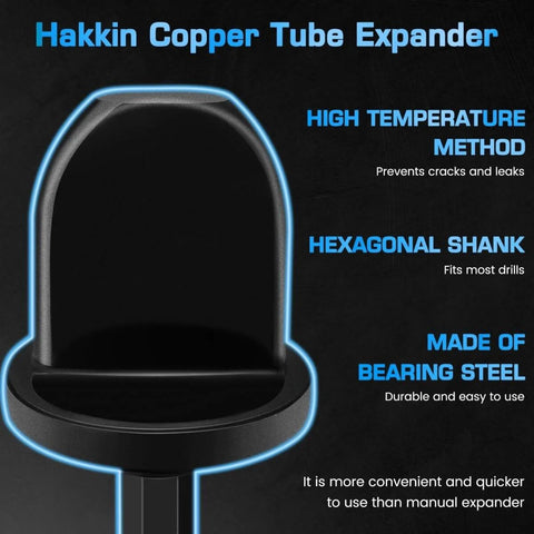 Close-up of HVAC Copper Tube Expander Set For Pros And DIYers, showing hexagonal shank and bearing steel material.