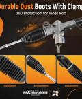 Hydraulic Power Steering Rack And Pinion Replacement Kit For Toyota Camry 2002 To 2011 Avalon 2005 To 2012 And Lexus ES300 ES330 ES350 2002 To 2012 With OE Style Fit Replaces 26-2632 4420033320 showing dust boots with clamp.
