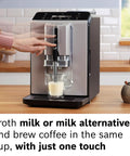 Fully Automatic Espresso Machine With Milk Frother System And Touch Control Panel Plus Cup Warmer for making lattes.