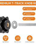 Twenty Piece One Quarter Inch Twenty T Track Knob Kit With Sixty T Slot Bolts Washers And Star Knobs For Woodworking Jigs Fixtures