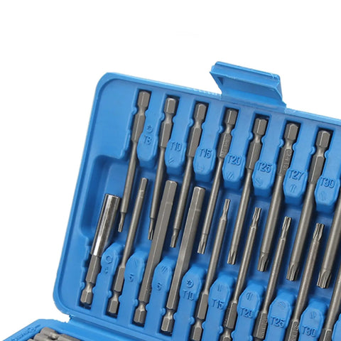 SIXRUN Supercharged 50 Piece Security Bit Set With Magnetic Driver Kit Featuring Tamperproof Torx Hex Spline Tri Wing Bits, blue case