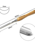 Rock Solid M2 High Speed Steel Spindle Gouge With Cryo Enhancement And Premium Beech Handle, showing dimensions and details.