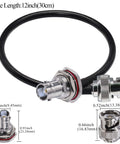 RG58 BNC Jumper Cable 50 Ohm Low Loss Coax Cable Male To Female Bulkhead 12 Inch 30 Cm with connector dimensions shown
