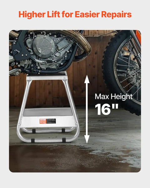 Beefy Dirt Bike Stand With 1100 LB Load Capacity And 16 Inch Universal Fit Lift Heavy Duty Non Slip Off Road Steel Maintenance Stand For Motorcycle And Powersports supporting a bike