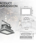 Heavy Duty Led Explosion Proof Flood Light Built Tough For Hazardous Work Zones With Real American Grit And Serious Lumen Kick For Factories Chemical Plants And Industrial Docks dimension diagram with size and bracket details.