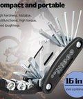 All In One Bike Repair Kit With Waterproof Hard Shell Case Ride Ready Pump Patch Kit And Multi Tool For Road And Mountain Bikes Emergency Roadside Maintenance Essentials with 16-in-1 tool.