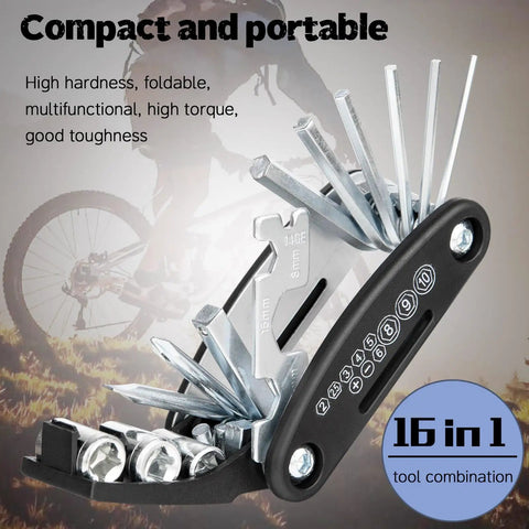 All In One Bike Repair Kit With Waterproof Hard Shell Case Ride Ready Pump Patch Kit And Multi Tool For Road And Mountain Bikes Emergency Roadside Maintenance Essentials with 16-in-1 tool.