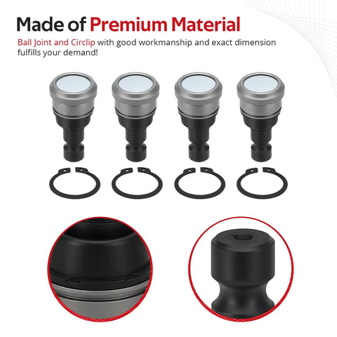 Front Upper A Arm Pivot Bushing Ball Joint Kit For Polaris RZR 570 And 800 Models 2008 Through 2014 Durable Beefy Upgrade With Heavy Duty Components For Off Road Adventures No Nonsense OEM Style; 4 ball joints and circlips