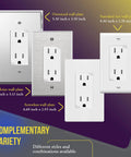 Different sizes and styles of decorator receptacle outlet with wall plate tamper resistant 15A 125V 3-wire self grounding