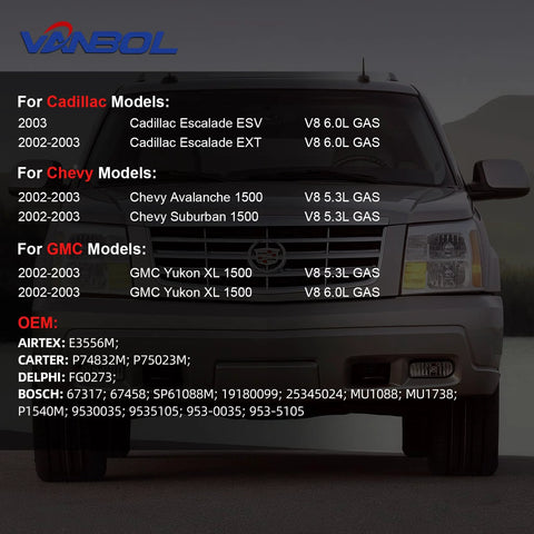Front view of Cadillac Escalade showing compatibility with Fuel Pump Assembly With Sending Unit Pressure Sensor For 2002 2003 Cadillac Escalade ESV EXT