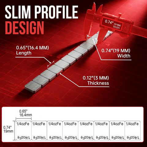Adhesive Stick On Wheel Weights 0.25 Oz Chrome Finish 960 Pieces Lead Free Zinc Coated Rust Resistant And Weather Proof For Car Truck Wheel Balancing And Easy Install, slim profile size chart