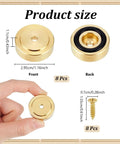 Solid Brass Cutting Board Feet With Grippy Silicone Pads, 8 pcs, measuring 1.16 inch front view with rubber insert.