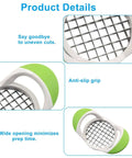 Aoserge 1-pack potato fries cutter; white handheld tool with stainless steel grid blades and green anti-slip grips.