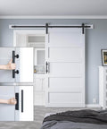 48 Inch By 84 Inch Sliding Barn Door With 8 Foot Hardware Kit And Handle, Pre Drilled Holes For Easy Assembly, installed indoors