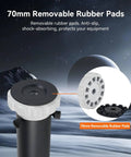 Close-up of 70mm removable rubber pads on telescope tripod, showcasing anti-slip, shock-absorbing features against night sky.