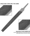 6-inch flat file with double-cut teeth and carbon steel; single-hand file without handle for shaping metal and wood