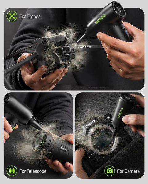 Ultra Fast Air Duster Pro For Drones And Cameras, 150000 RPM Electric Blower used for drone, telescope, and camera cleaning