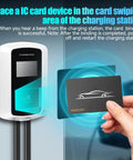 Level 2 EV Charger 48 Amp Smart Display WiFi Enabled J1772 Connector showing card swiping area for device access.