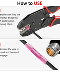 Tutorial showing wire being crimped with 8 Gauge Heat Shrink Butt Connectors Set 20 Pcs Marine Grade Waterproof Yellow Tinned