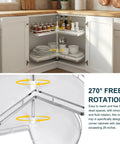 Two Tier Blind Corner Cabinet Kidney Lazy Susan With Adjustable Height Chrome Finish for base cabinets in kitchen corner