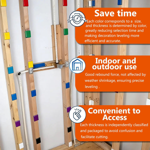 Slick Heavy Duty Foam Shims To Square Up Crooked Walls Quick, colorful foam shim setup for easy indoor and outdoor leveling.