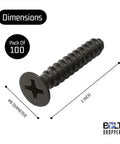 Heavy Duty No 8 Wood Screws 1 Inch Pack Of 100 Black Xylan Coated Stainless Steel Flat Head Phillips Corrosion Resistant For Wood Drywall And Outdoor Use.