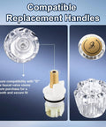 Four Pack Crystal Clear Acrylic Shower Knob Replacement Handles For Delta Delex Peerless Bath And Bathtub Faucets With D Stem Valves Easy Install Repair Kit Includes Mounting Screws For Hot Cold Water Fixups, clear acrylic handle and D stem fit