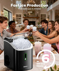 Real Deal Chewable Nugget Ice Maker Countertop Self Cleaning Fast Freeze Pellet Machine Cranks Out Thirty Six Pounds Daily Compact Black Gizmo with ice
