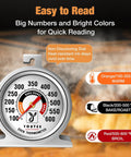 Two Pack Oven Thermometer With 100 To 600 Fahrenheit Range No Holes No Discoloration Easy Clean No Fuss 2.5 Inch Dial