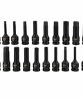 20 Piece Allen Hex Bit Set For 1/2 Inch Impact Driver, Chrome Molybdenum Steel SAE And Metric Bits, Heavy Duty Allen Wrench Kit