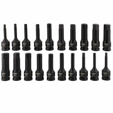 20 Piece Allen Hex Bit Set For 1/2 Inch Impact Driver, Chrome Molybdenum Steel SAE And Metric Bits, Heavy Duty Allen Wrench Kit