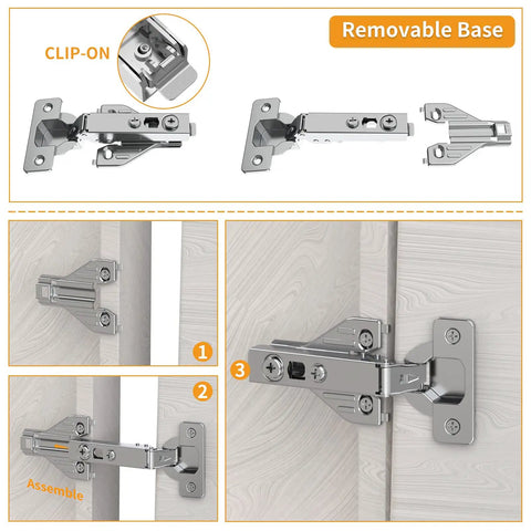 10 Pack Full Overlay Soft Close Concealed Hinges With Clip On Plate For Face Frame Cabinets, installation steps on wood.
