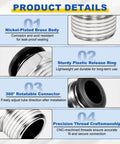 3 Pack Push To Connect Fittings Straight Nickel Plated Brass Pneumatic Male Adapters For 0.16 Inch Outer Diameter Tubing M3 Metric Threads Black Quick Connect Air Line For Factory Pneumatic System product details, showing nickel-plated brass body and plastic release ring features.