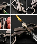 All In One 3 In 1 Outdoor Lighter With Windproof Flame Reusable Match And Built In Multitool Keychain Bottle Opener Waterproof Design