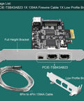 High Speed Firewire 400 PCIe Expansion Card With Four 1394A Ports, 3x 6Pin And 1x 4Pin, Includes Cables And Low Profile Bracket