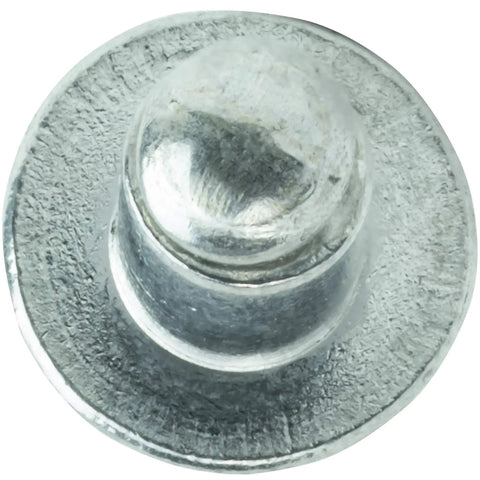 Close-up of Aluminum Dome Head Pop Rivets One Eighth By Three Sixteenth Inch Heavy Duty Open End Blind Rivets Corrosion Resistant.