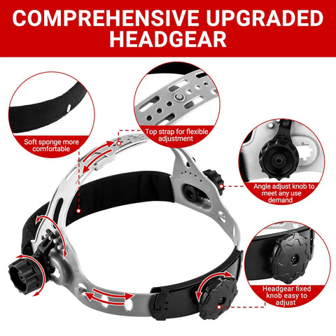 Comprehensive upgraded headgear for Auto Darkening Welding Helmet With True Color View Solar Powered Skull Design
