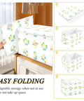 Stackable Storage Bins With Lids, 16.5 By 12.6 By 11.8 Inch Foldable Closet Organizers shown folding for easy storage.