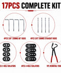 Ultimate 17-Piece Heavy Duty Exhaust Hangers Kit With Specialty Removal Tool For Effortless Undercarriage Repair And Fast DIY Car Fixes Today, 3/8 in rods