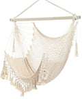 Cozy Cotton Rope Hammock Chair With 330Lb Weight Capacity, Large Indoor Outdoor Hanging Swing For Chill Vibes, Soft Beige Rope Chair