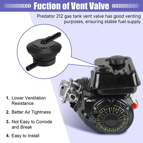 Gas Tank Vent Valve For Predator 212 196cc 224 301cc 420cc Engines Coleman CT200U BT200X KT196 Mini Bike Gas Pressure Regulator