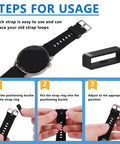 6 Pack Watch Band Keepers Silicone Retainer Rings For 16mm, 18mm, 20mm, 22mm, 24mm, 26mm Straps Replacement Fasteners For Smart Sport Watches Black Easy To Install usage steps