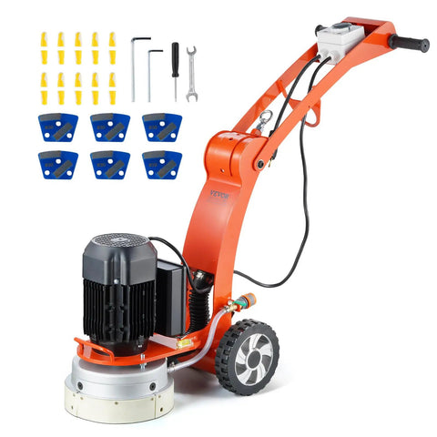 10 Inch Electric Concrete Floor Grinder Walk Behind Polisher With 1.7HP Brushless Copper Motor 1300W 1720 RPM For Fast Smooth Floor Prep And Lasting Shine, with visible accessories and components.
