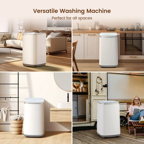 Heavy Duty Super Compact Portable Washer And Spin Dryer 0.8 Cu Ft Mini Washing Machine in various living spaces.