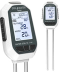 Close-up of 7 In 1 Soil Tester Kit With Backlit LCD For Plants showing digital display and probe.