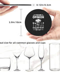 Six Piece Leather Coaster Set With Holder For Drinks Bar Home Office Surface Protection Premium PU Microfiber Leather Drink Coasters With Tray Perfect Decoration And Family Table Guard, black round coaster in hand with size 3.9in displayed