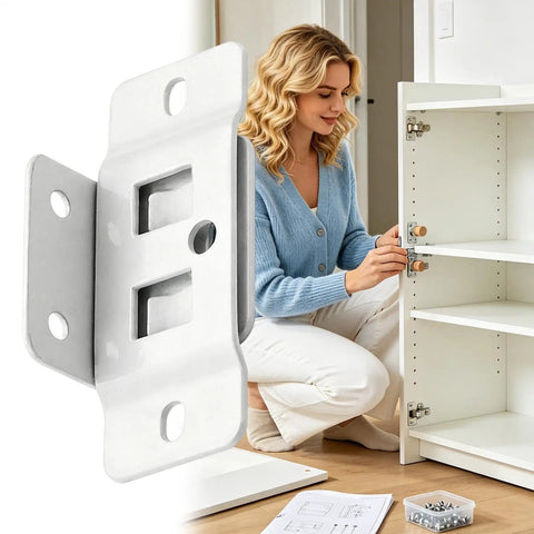 Heavy Duty L Shaped Furniture Joint Bracket With Screws Quick Fit Iron Clip For Bookshelves And Cabinets 90 Degree Corner Support