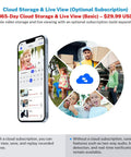 Image showcasing the cloud storage and live view options for 1080P Wireless Video Doorbell Cam With AI Human Detection, Crystal Clear Night Vision.