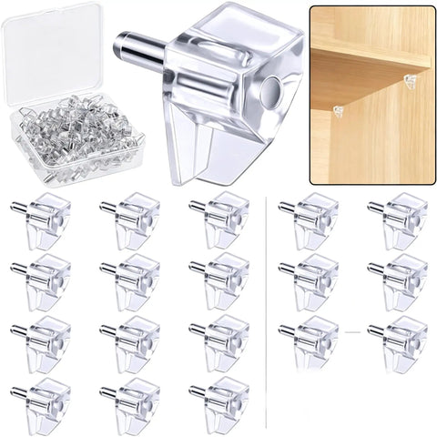 Clear 5mm Plastic Shelf Pegs 20 Pack Self Locking Clips for Kitchen Cabinets Bookshelves Closet Furniture Replacement Pins Holder